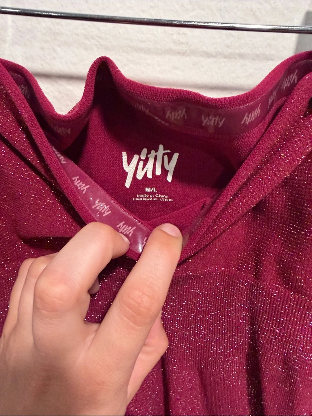 YITTY Sparkle High-Waist Leggings - Wine Red